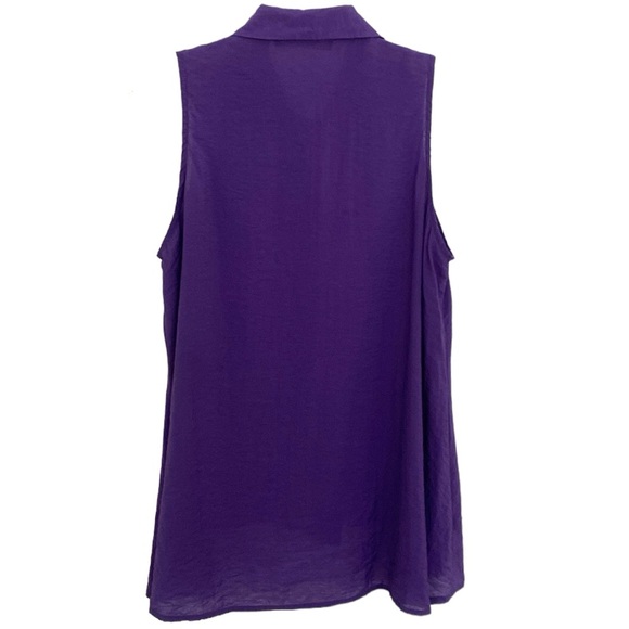 Milano Purple Sleeveless Button Down Top - Picture 7 of 7